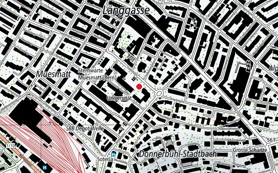 Map showing the location of Theodor Kocher Institut (University)