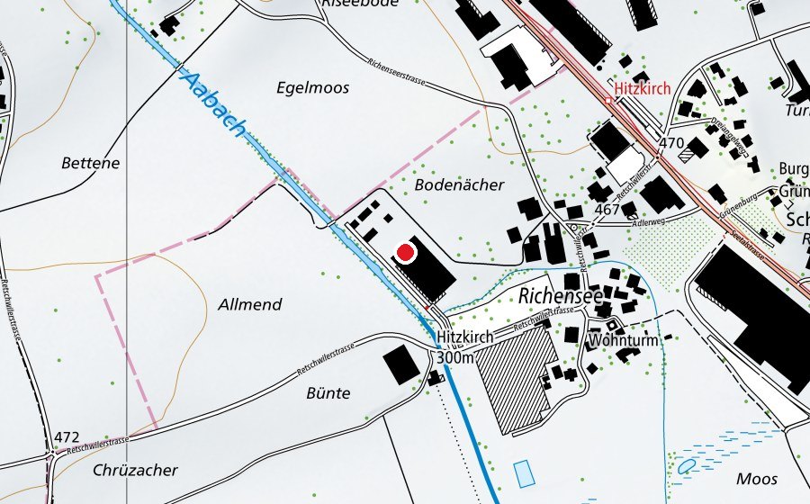 Mappa con la posizione di Trainingscenter Aabach (Scuola universitaria)