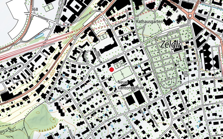 Karte mit dem Standort von Turnhalle 3 (Hochschule)