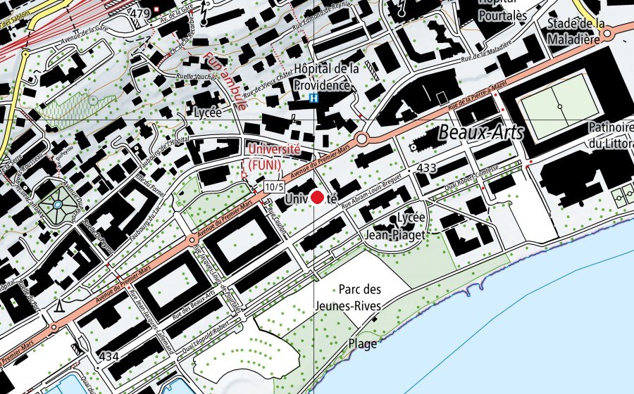 Map showing the location of UNINE Faculté de droit (University)