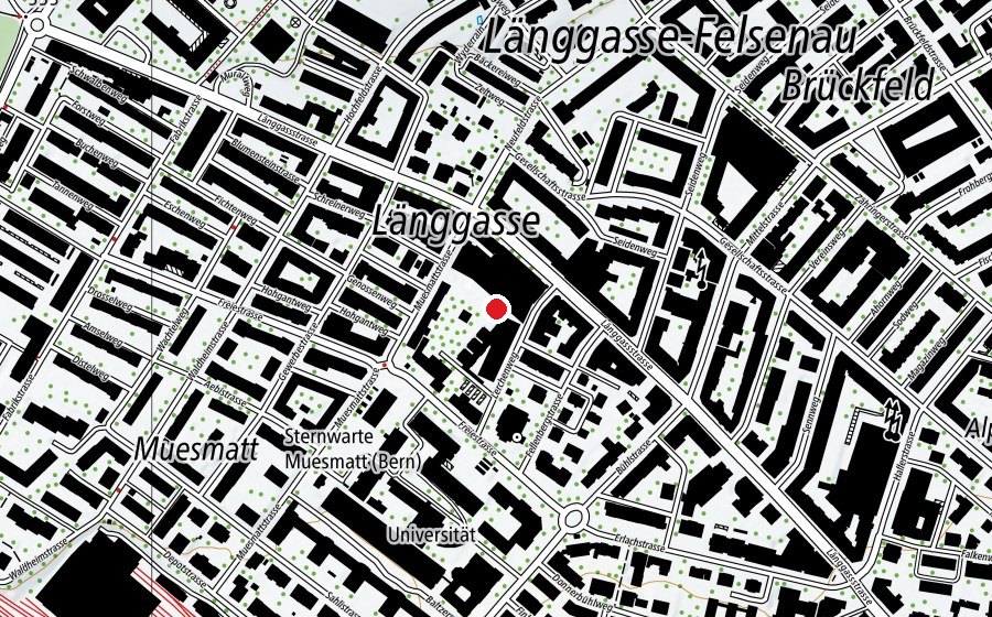 Map showing the location of Universität Bern - Unitobler (University)