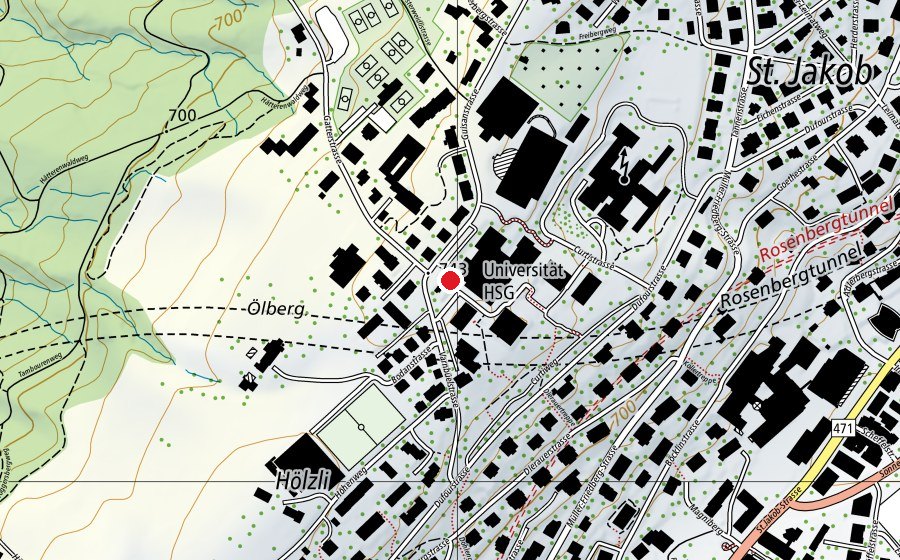 Mappa con la posizione di Universität St.Gallen (Scuola universitaria)
