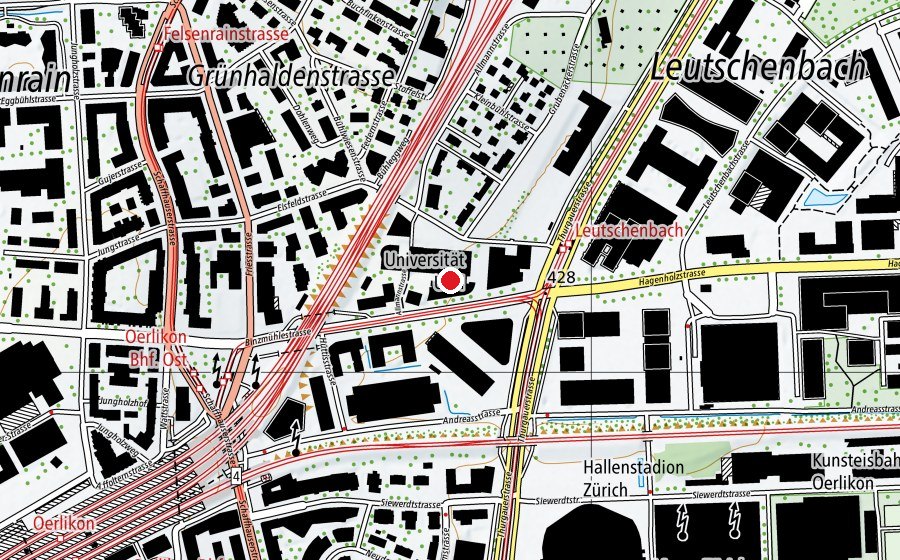 Mappa con la posizione di Universität Zürich, Oerlikon (BIN) (Scuola universitaria)