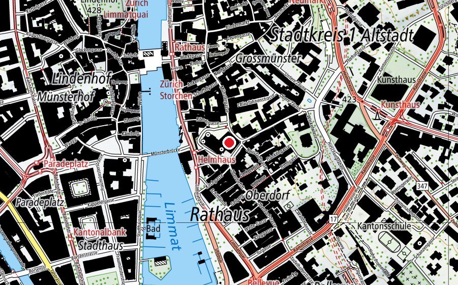 Map showing the location of Universität Zürich Theologische Fakultät (University)