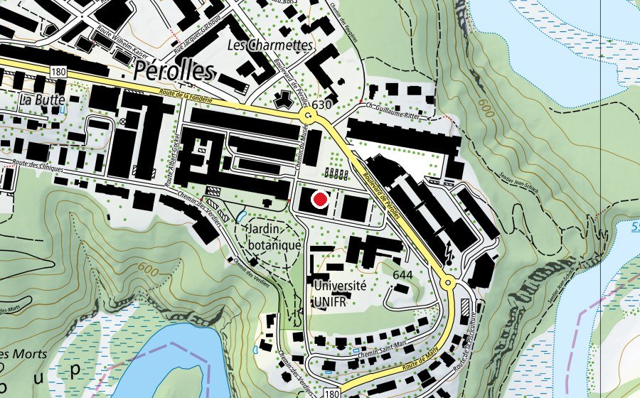 Karte mit dem Standort von Université de Fribourg - Pérolles (Hochschule)