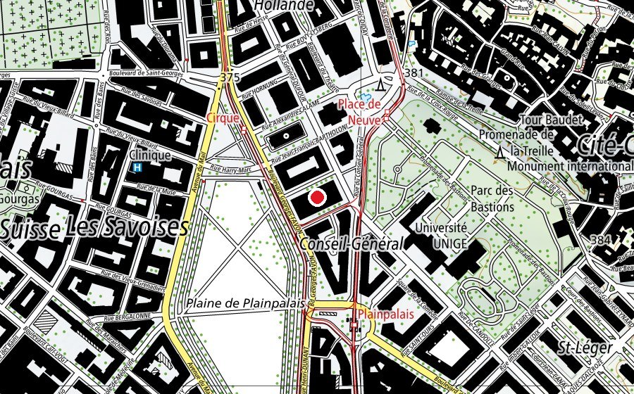 Mappa con la posizione di Université de Genève - Uni-Dufour (Scuola universitaria)