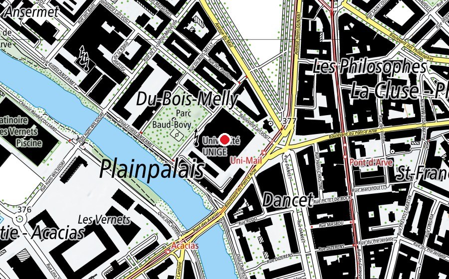 Mappa con la posizione di Université de Genève - Uni Mail (Scuola universitaria)