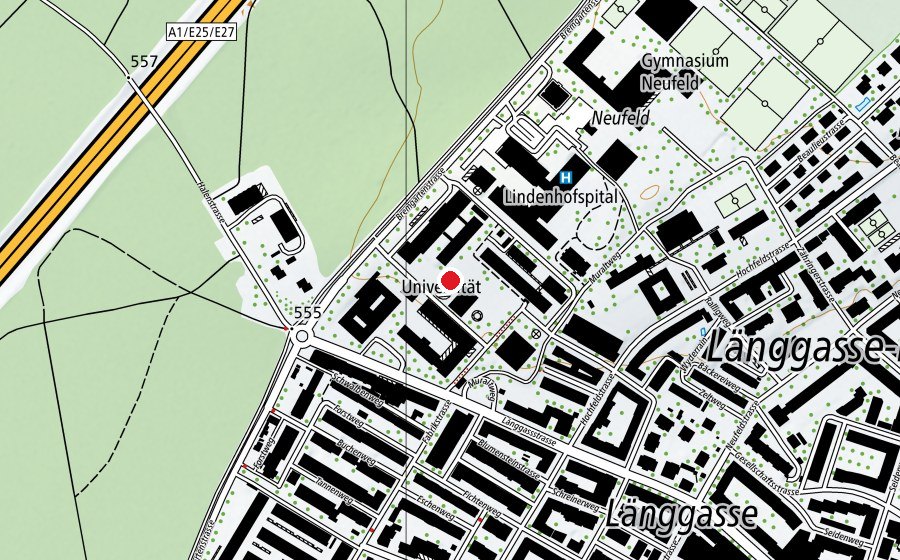 Map showing the location of Vetsuisse (University)