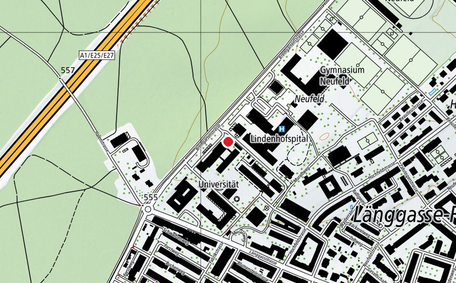 Carte indiquant l’emplacement de Wiederkäuerklinik (Haute école)