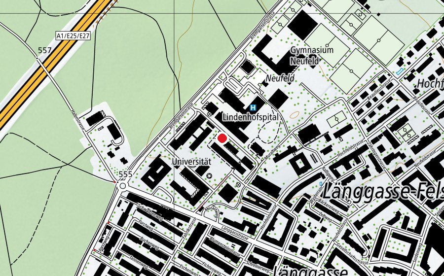 Map showing the location of Wildtiere, Fische (University)