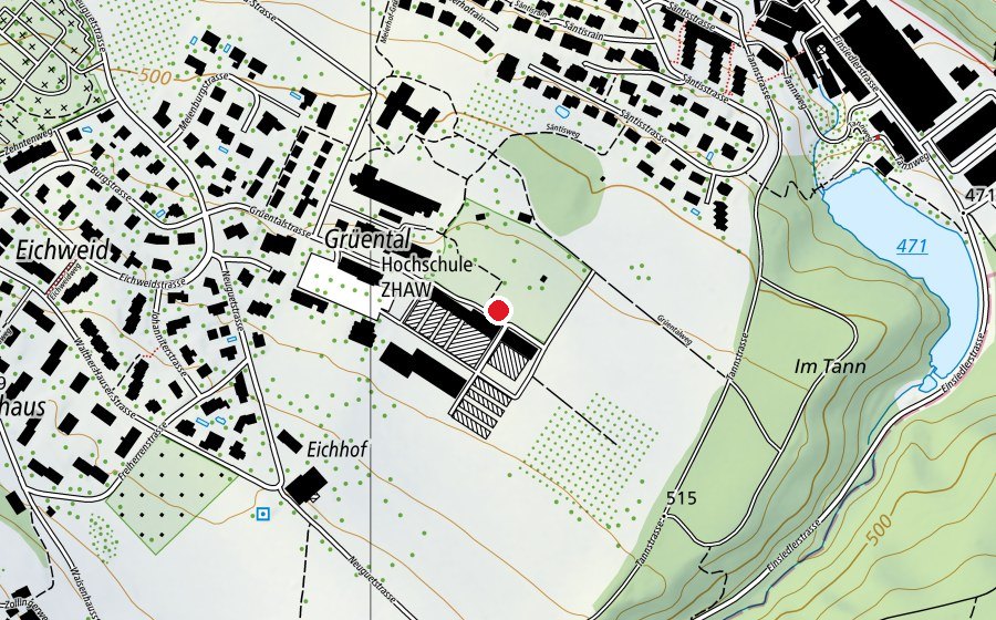 Karte mit dem Standort von ZHAW Campus Grüental (Hochschule)