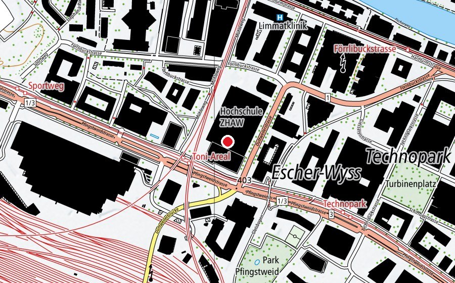 Map showing the location of ZHAW Soziale Arbeit (University)