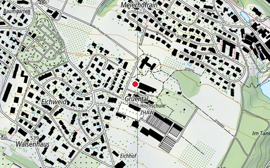 Mappa con la posizione di ZHAW (Scuola universitaria)