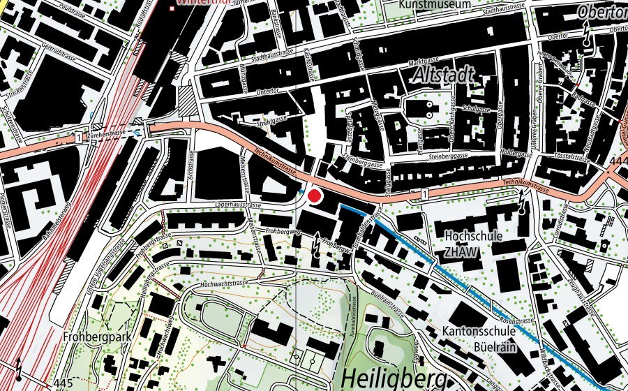 Map showing the location of ZHAW (University)