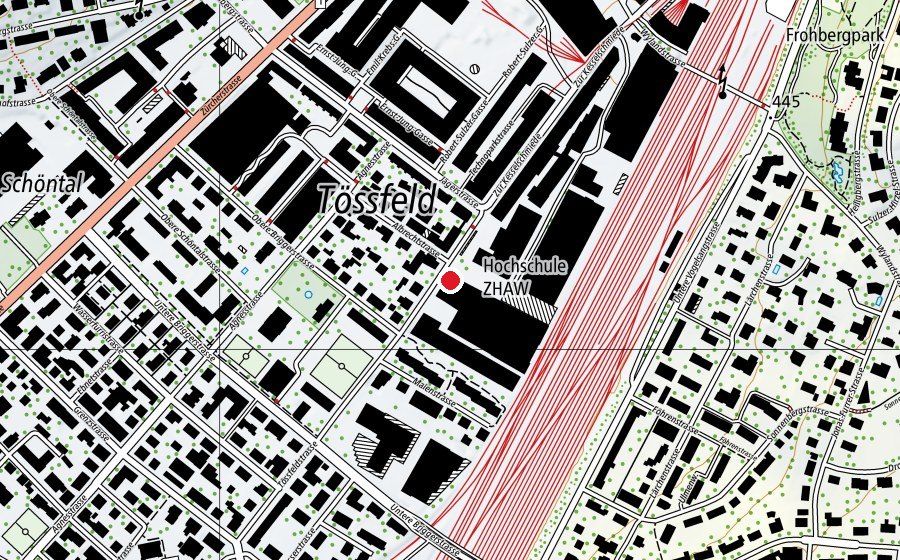 Mappa con la posizione di ZHAW (Scuola universitaria)