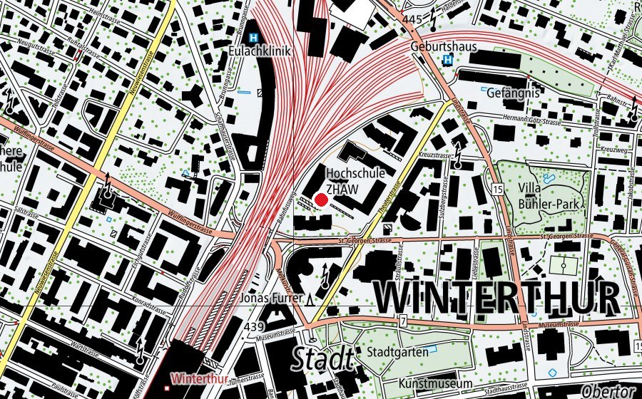 Map showing the location of ZHAW (University)