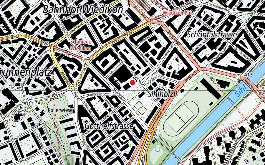 Carte indiquant l’emplacement de Aegerten 1 & 2 (École enfantine)
