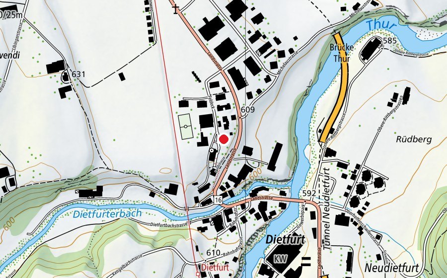 Carte indiquant l’emplacement de Altes Schulhaus Dietfurt (École enfantine)