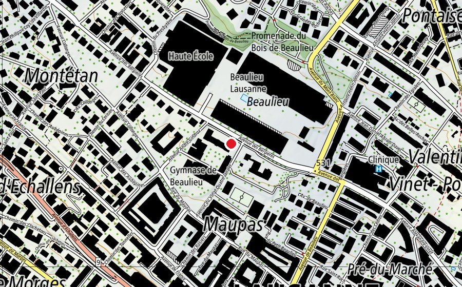 Carte indiquant l’emplacement de APEMS Beaulieu (École enfantine)