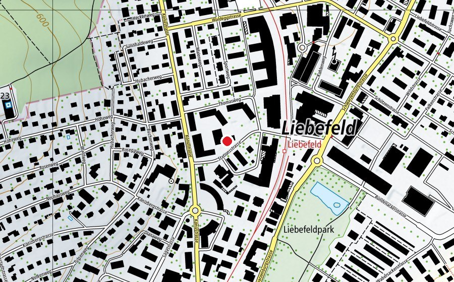 Karte mit dem Standort von Basisstufen Stationsstrasse (Kindergarten)