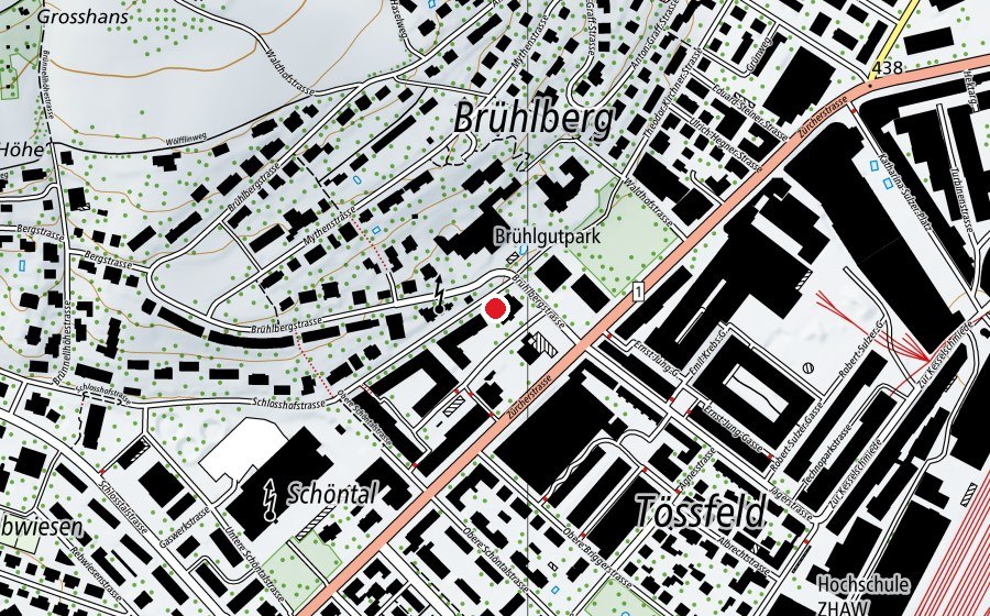 Map showing the location of Betreuung Brühlberg (Kindergarten)