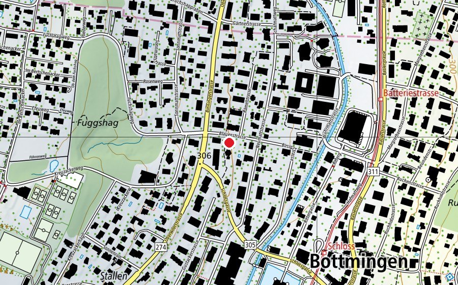 Carte indiquant l’emplacement de Blauen A (École enfantine)