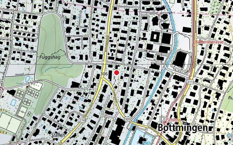Map showing the location of Blauen B (Kindergarten)