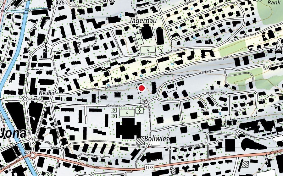 Map showing the location of Bollwies 2 (Kindergarten)