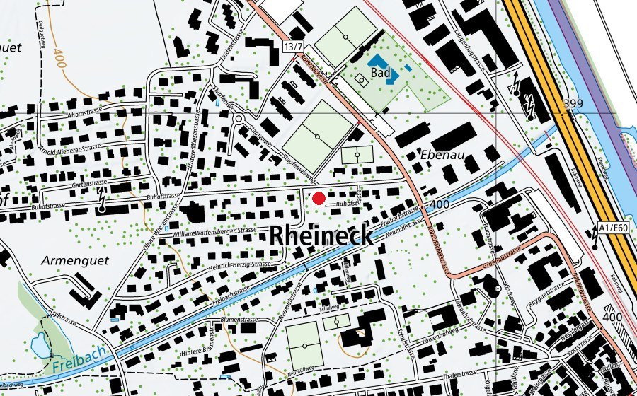 Carte indiquant l’emplacement de Buhof (École enfantine)