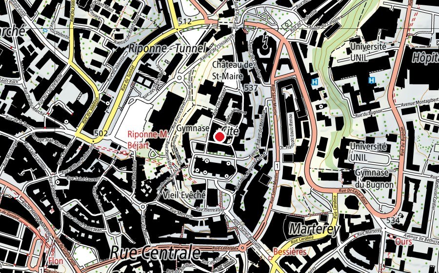 Map showing the location of Centre de vie enfantine de la Cité (Kindergarten)