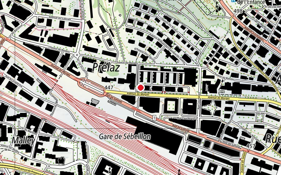 Carte indiquant l’emplacement de Centre de vie enfantine des Jardins de Prélaz (École enfantine)