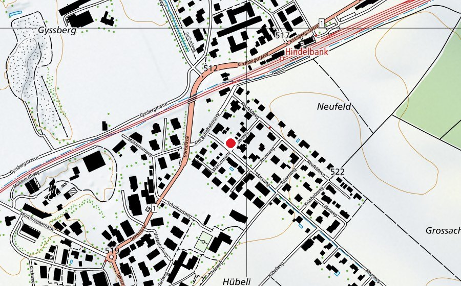 Carte indiquant l’emplacement de Chinderhus Hindelbank und Umgebung (École enfantine)