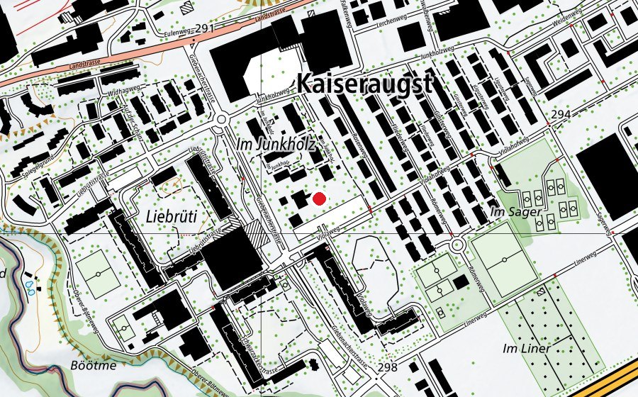 Carte indiquant l’emplacement de Chinderhuus (École enfantine)