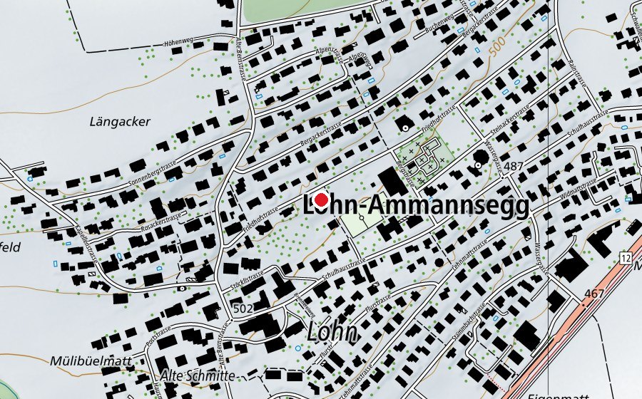 Carte indiquant l’emplacement de Chindsgi (Gelb & Blau) (École enfantine)