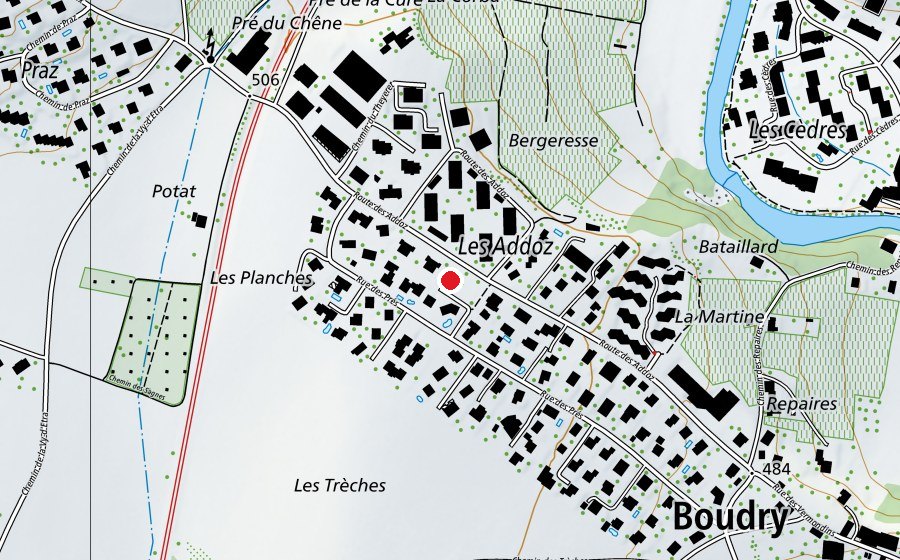 Carte indiquant l’emplacement de Crèche des Addoz (École enfantine)