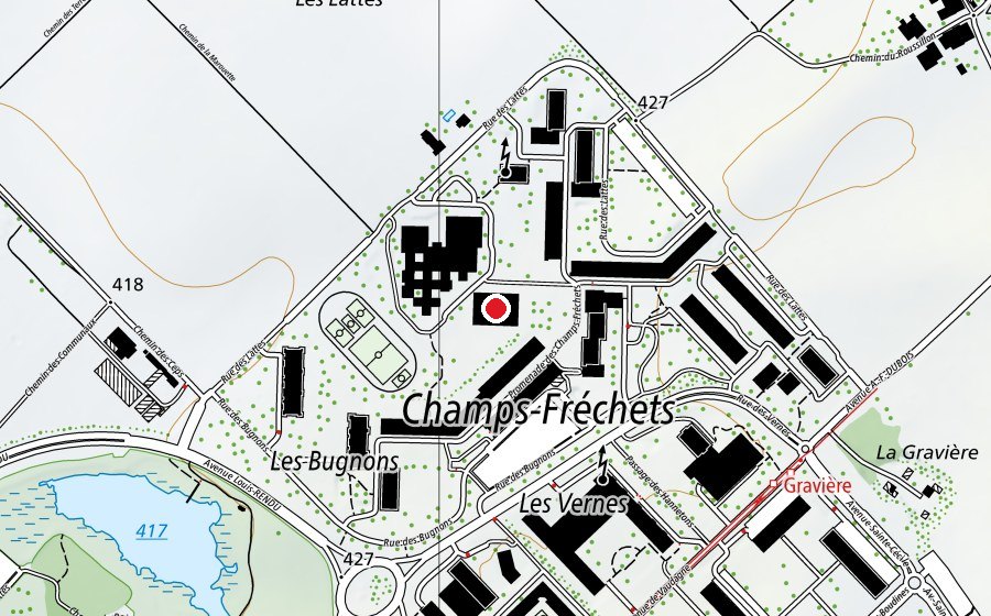 Mappa con la posizione di Crèche des Champs-Fréchets (Scuola dell’infanzia)