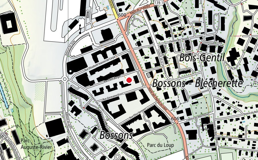 Carte indiquant l’emplacement de CVE des Plaines-du-Loup (École enfantine)