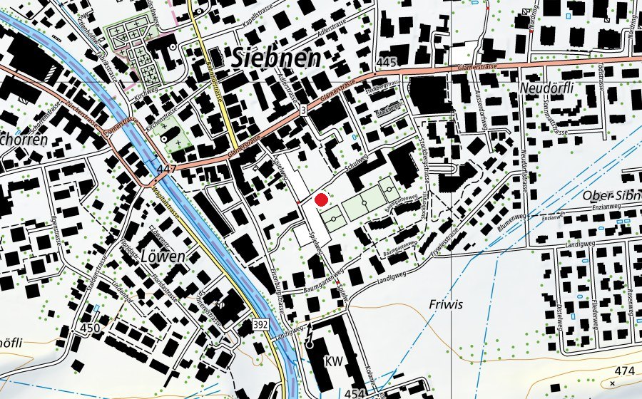 Map showing the location of Doppelkindergarten Spielweg (Kindergarten)