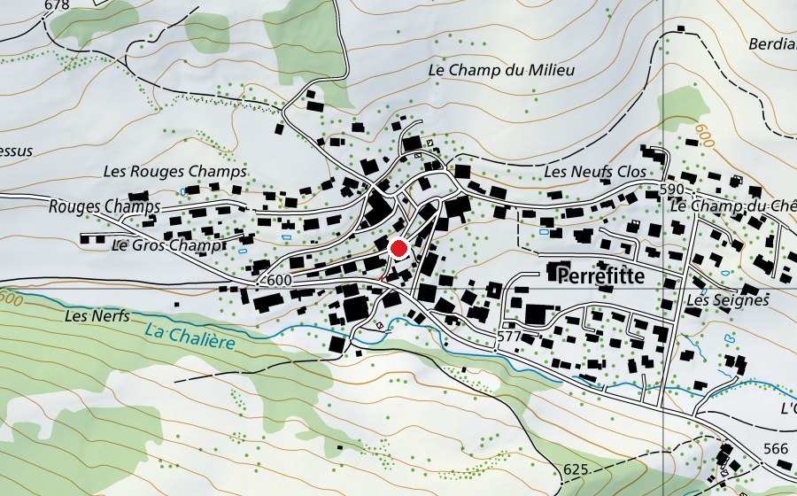 Map showing the location of École enfantine (Kindergarten)