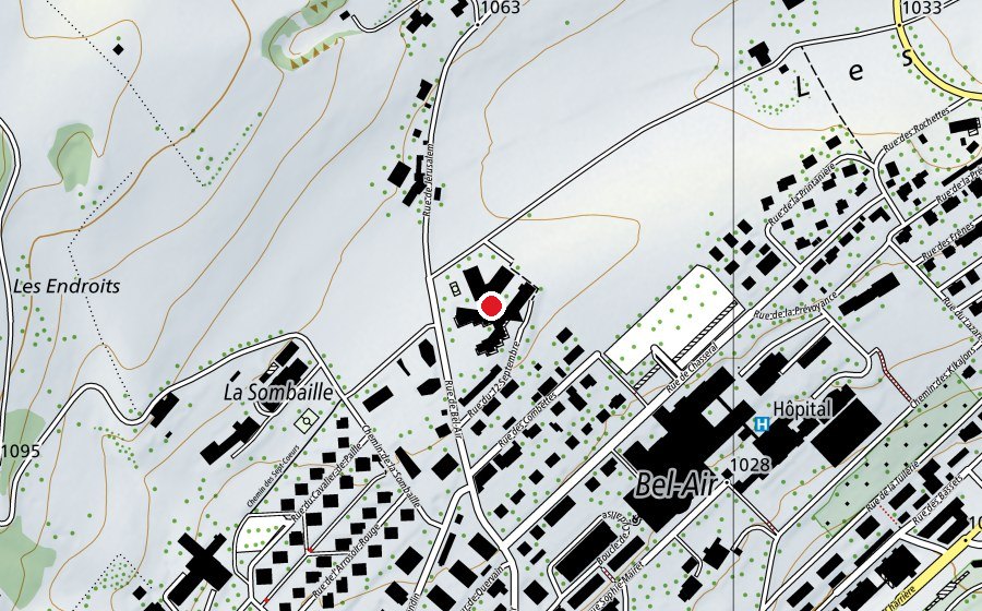 Map showing the location of École spécialisée du Ceras (Kindergarten)