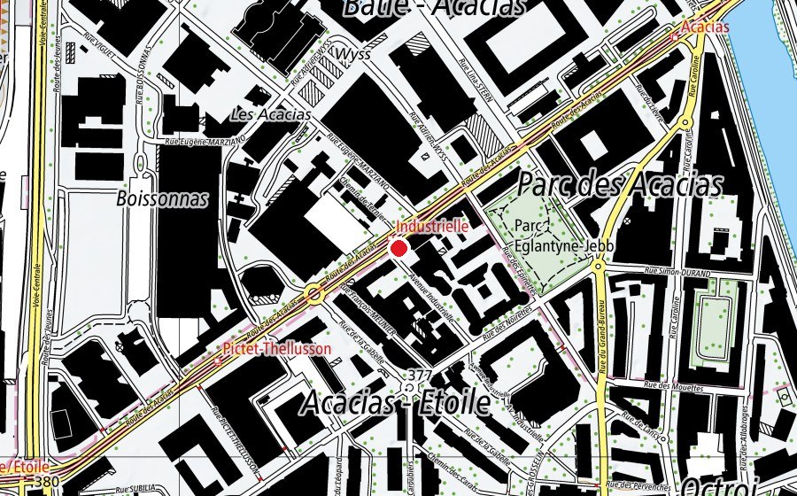 Carte indiquant l’emplacement de Eve Acacias (École enfantine)