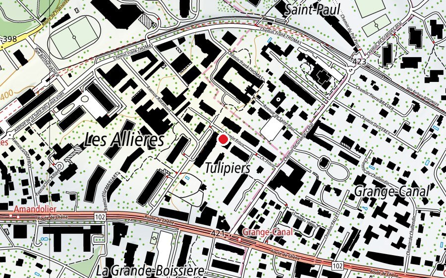 Mappa con la posizione di EVE les Tulipiers (Scuola dell’infanzia)