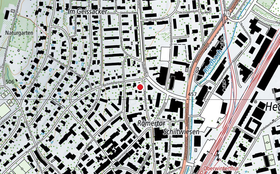 Mappa con la posizione di «Fugu» Kinderkrippe Winterthur Römertor (Scuola dell’infanzia)