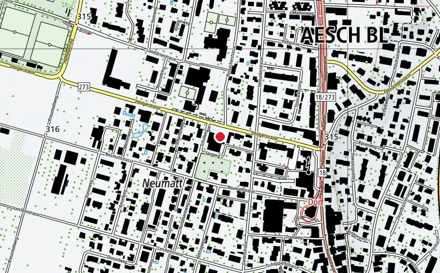 Map showing the location of Gemeindehof (Kindergarten)