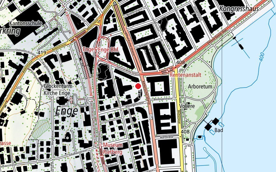 Carte indiquant l’emplacement de Globegarden Alfred-Escher (École enfantine)