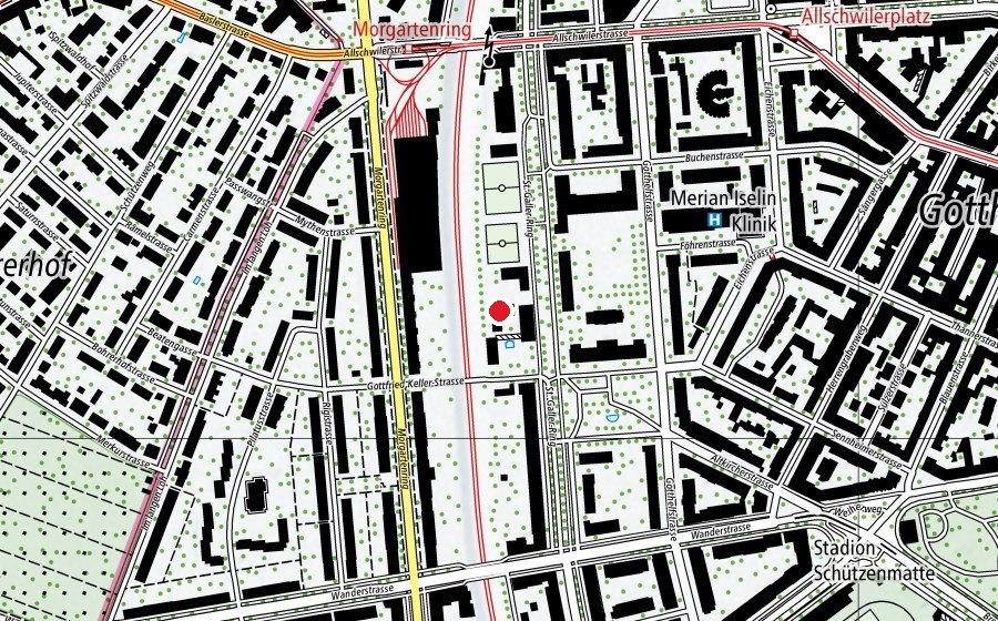 Carte indiquant l’emplacement de Gottfried Keller (École enfantine)