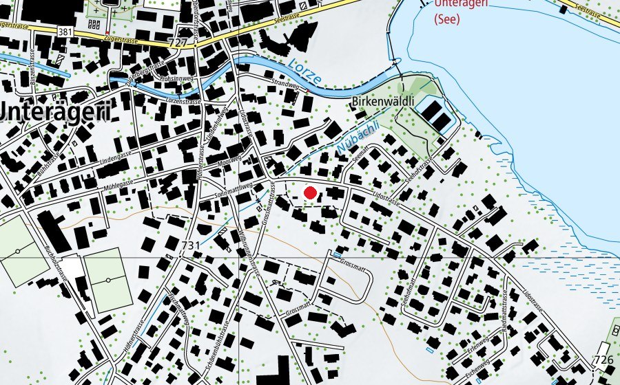 Carte indiquant l’emplacement de Grossmatt (École enfantine)