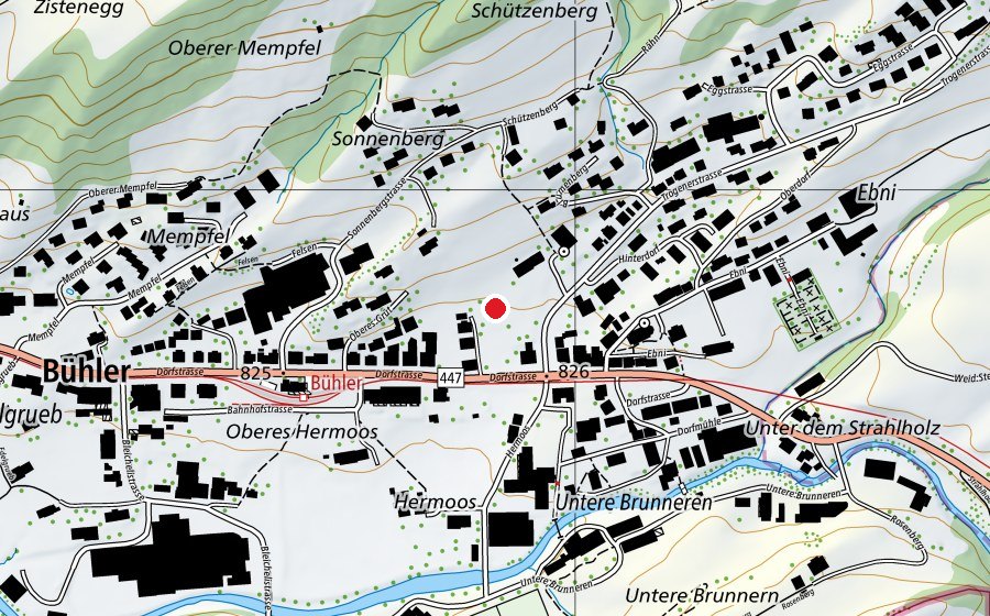 Carte indiquant l’emplacement de Grüt (École enfantine)