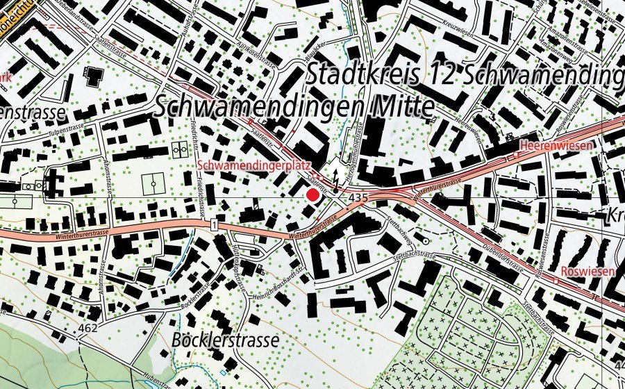 Karte mit dem Standort von Güxi Kinderkrippe Schwamendingen (Kindergarten)