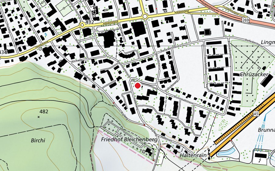 Mappa con la posizione di Haldenweg (Scuola dell’infanzia)